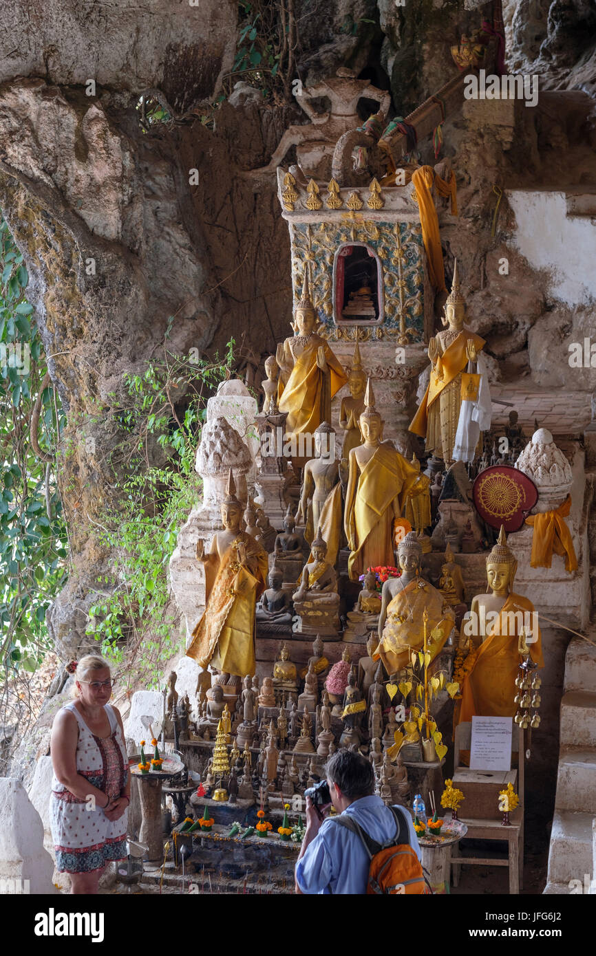 Buddhist shrine at the Pak Ou caves near Luang Prabang, Laos, Asia Stock Photo