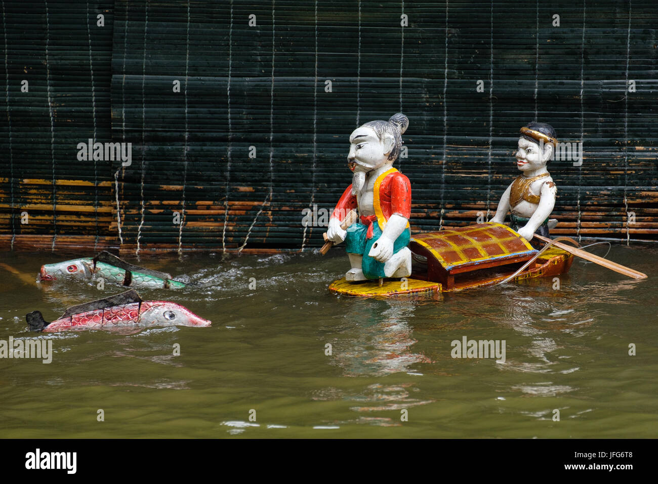 Water puppet theatre performance in Hanoi, Vietnam, Asia Stock Photo
