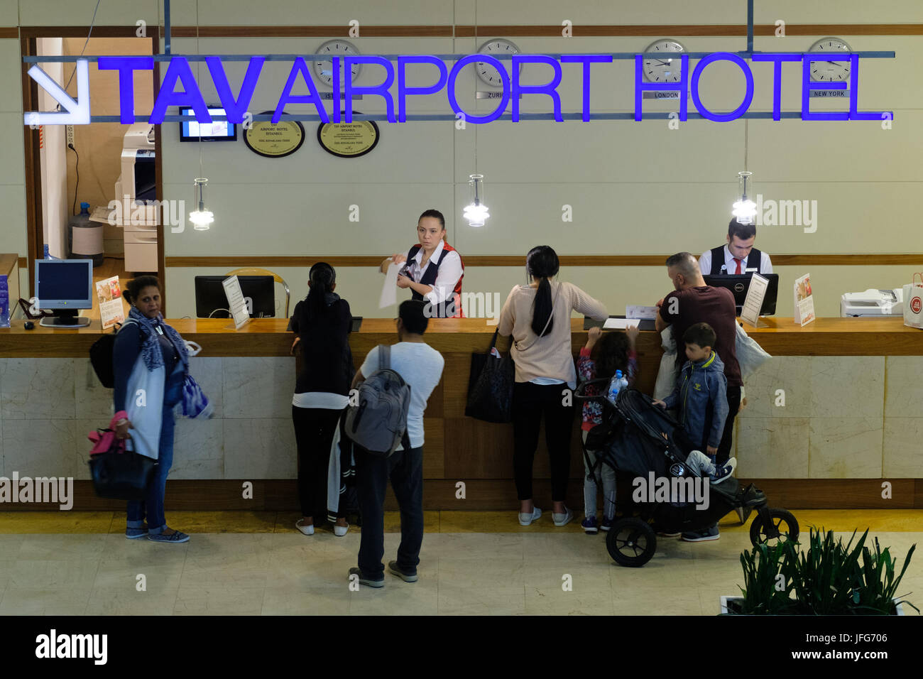 TAV Aiport Hotel at the Istanbul Ataturk Airport International Terminal Stock Photo