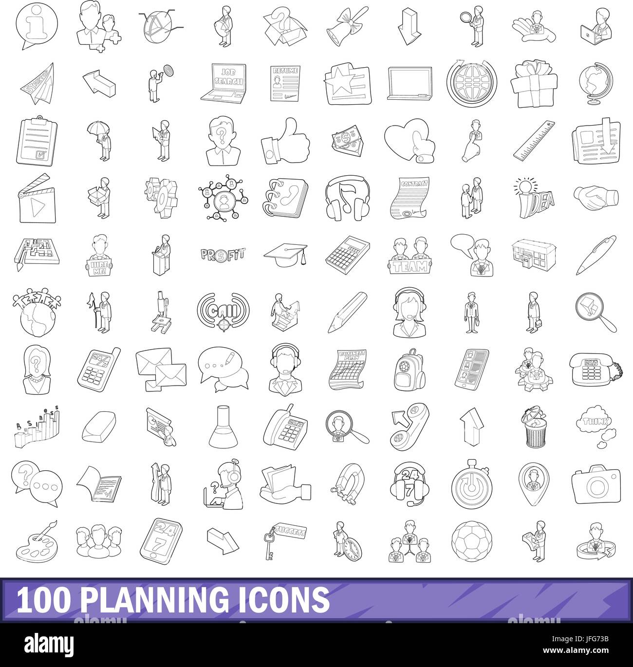 100 planning icons set, outline style Stock Vector Image & Art - Alamy