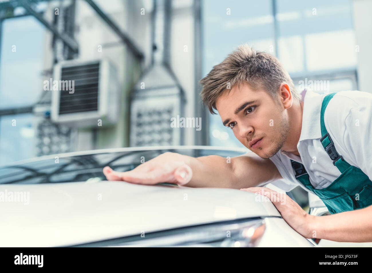 Man in overalls Stock Photo