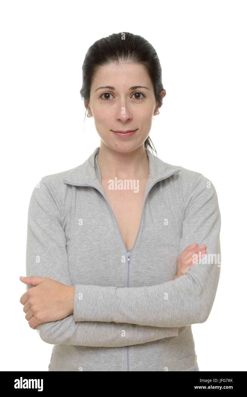 Portrait of a happy young woman isolated on white backgound Stock Photo