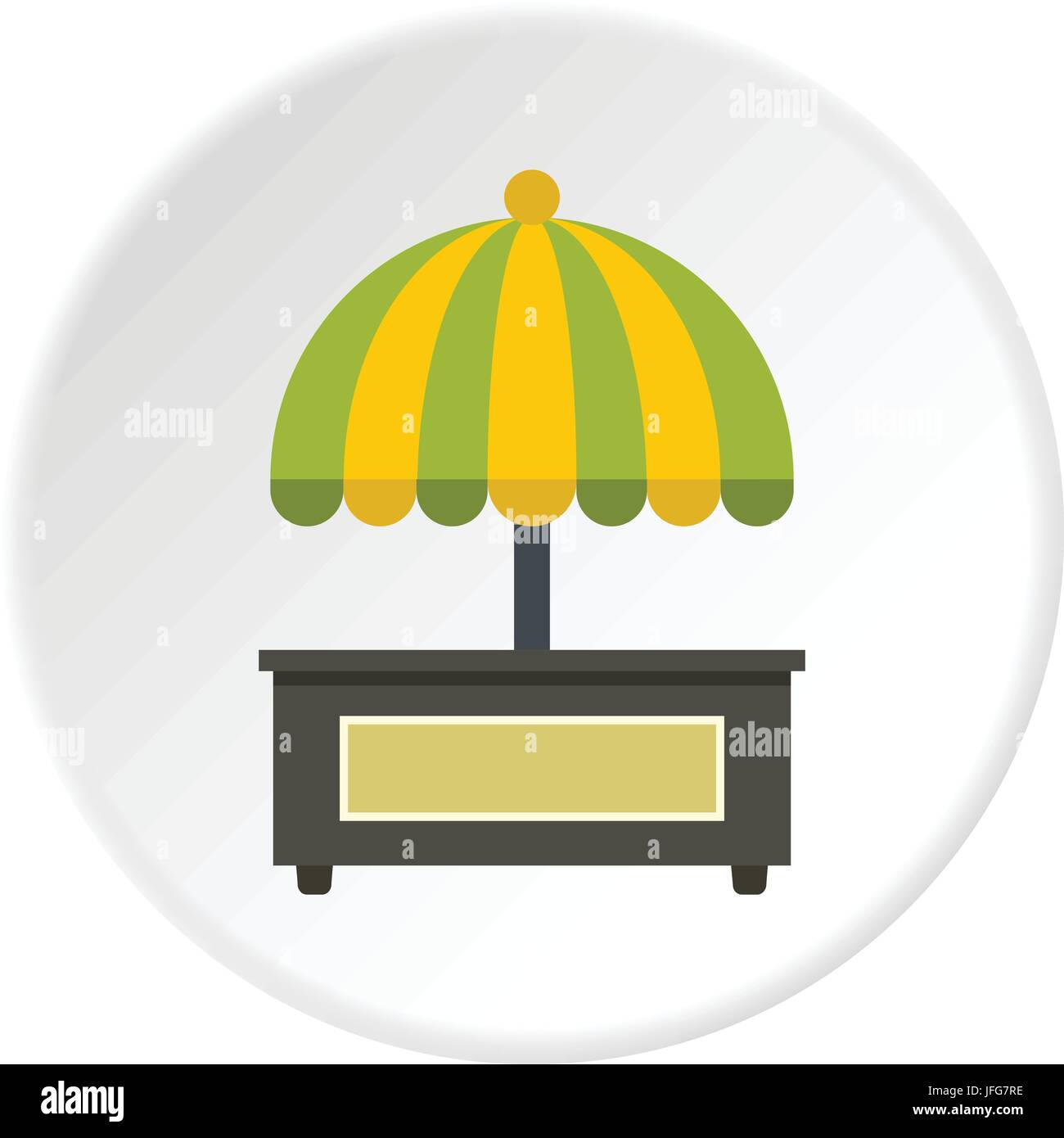 Empty counter with yellow and green umbrella icon Stock Vector