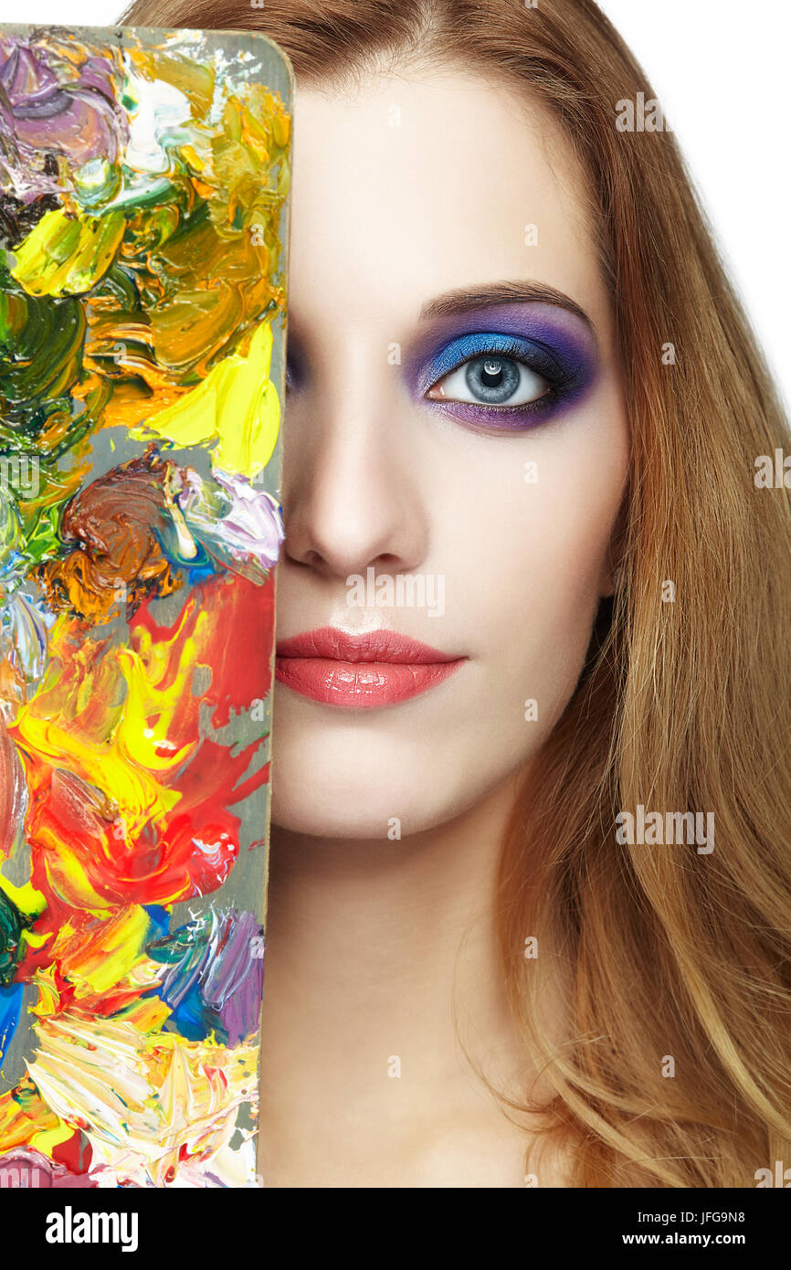 Young woman painter with color palette Stock Photo - Alamy