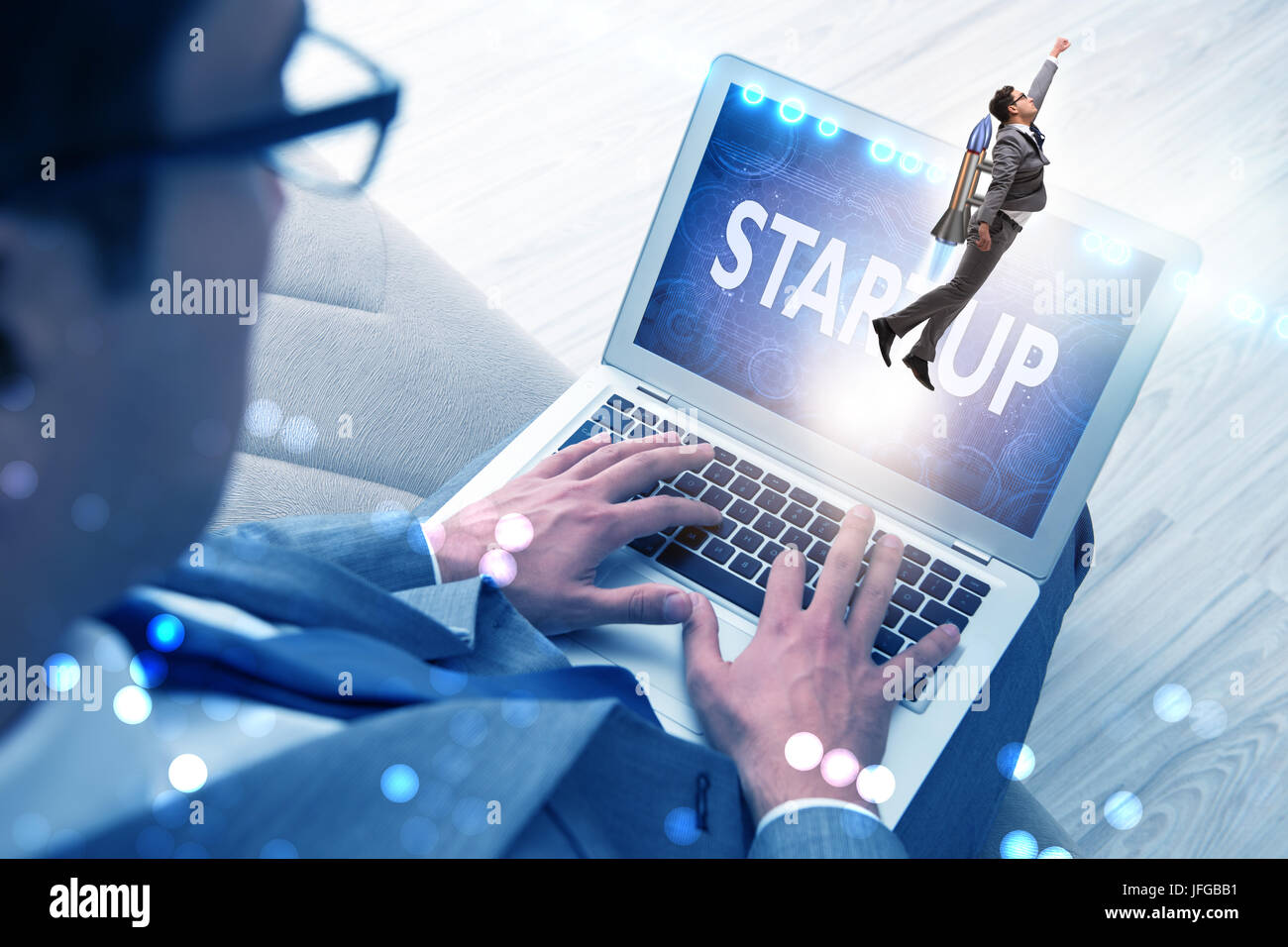 Businessman in start up business concept Stock Photo - Alamy