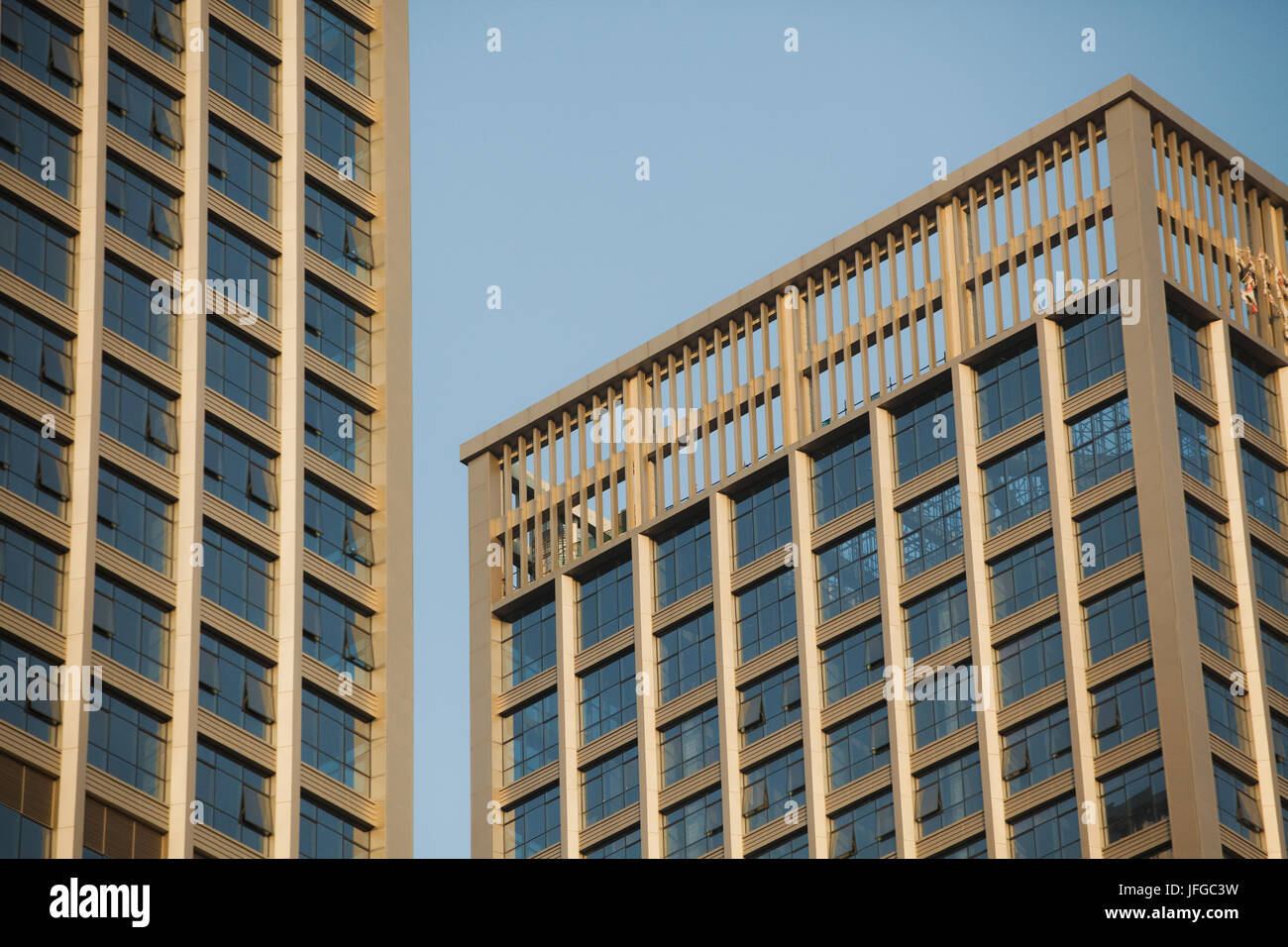 Facade at modern skyscraper; Shenzhen, Nanshan district, Guangdong