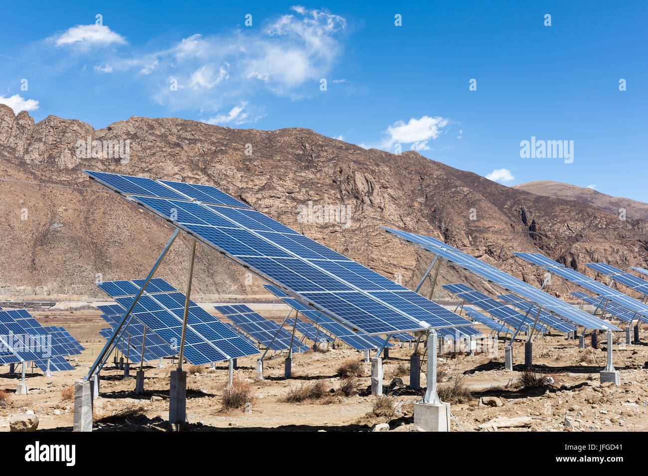 solar energy in tibetan plateau Stock Photo