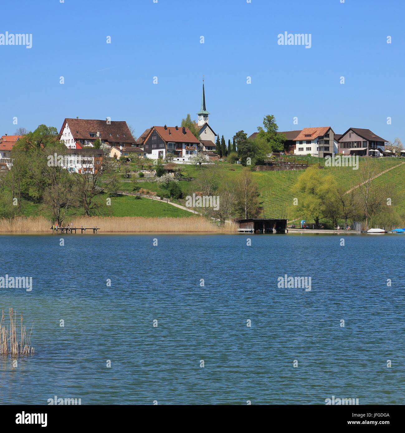 Village Seegraben in spring Stock Photo