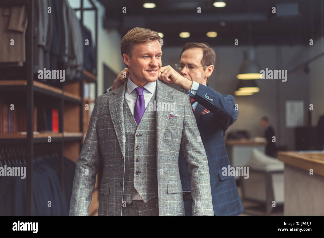 Businessman in shop Stock Photo