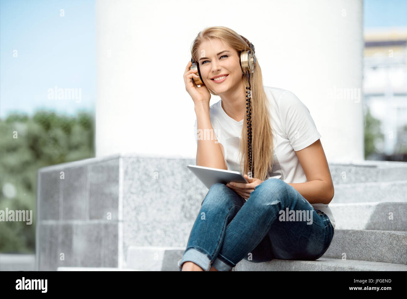 Surfing with music Stock Photo Alamy