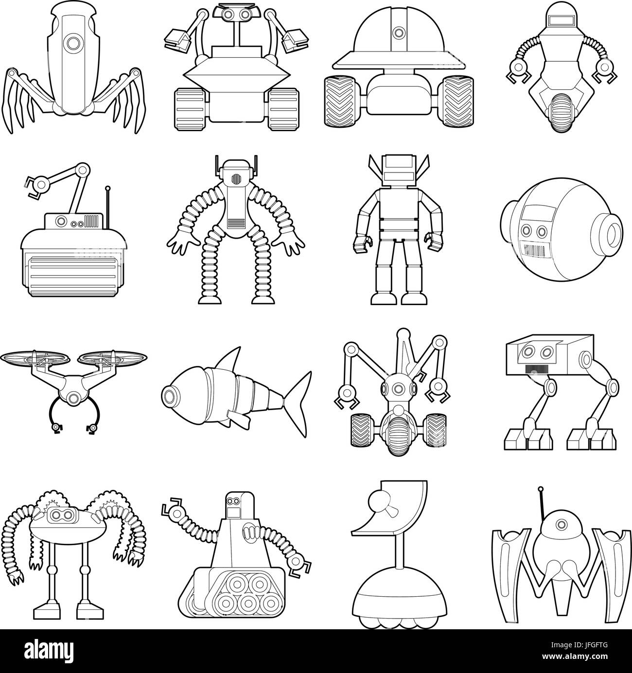 Robot forms icons set, outline style Stock Vector Image & Art - Alamy