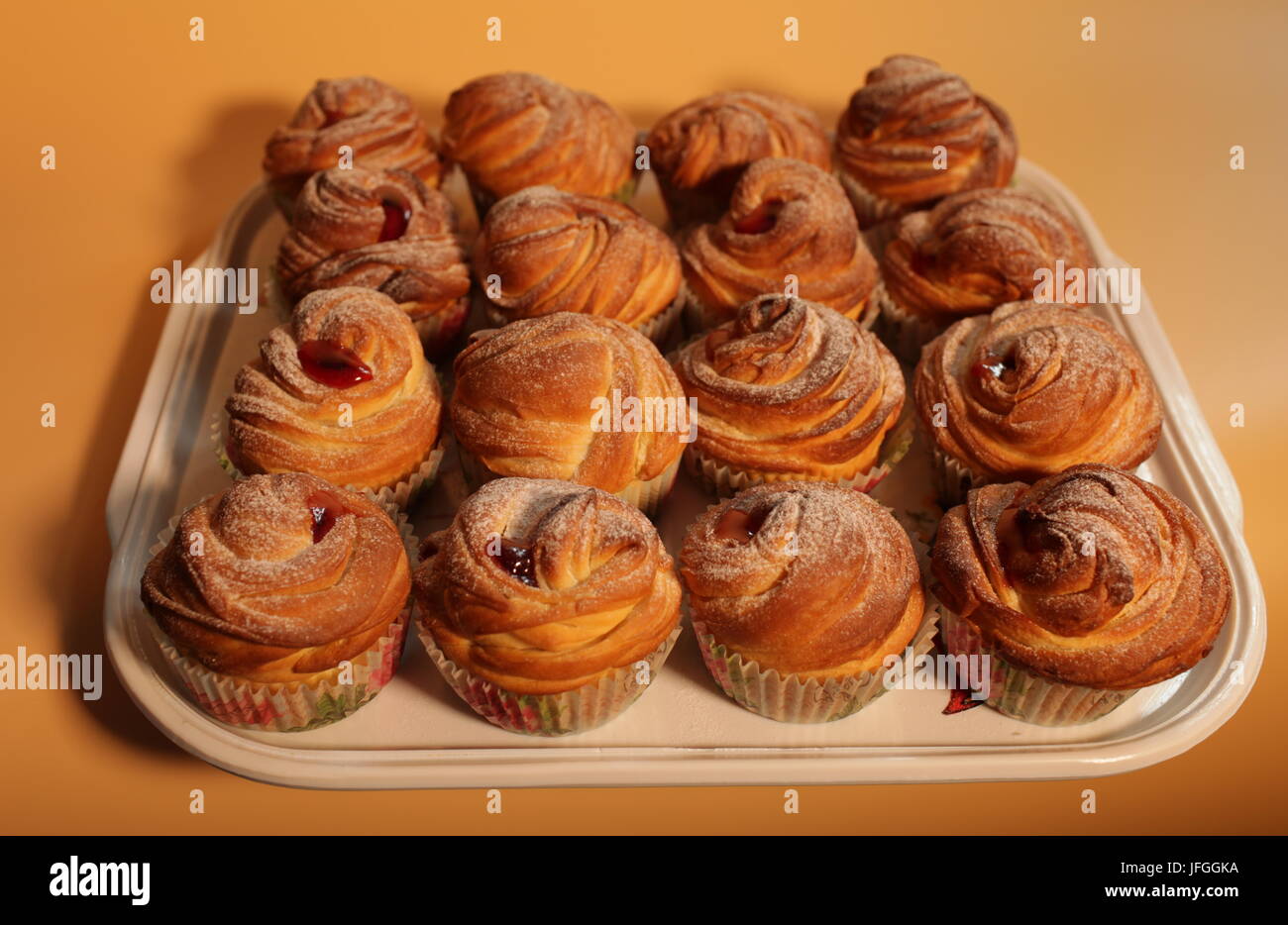 American cruffins with jam Stock Photo