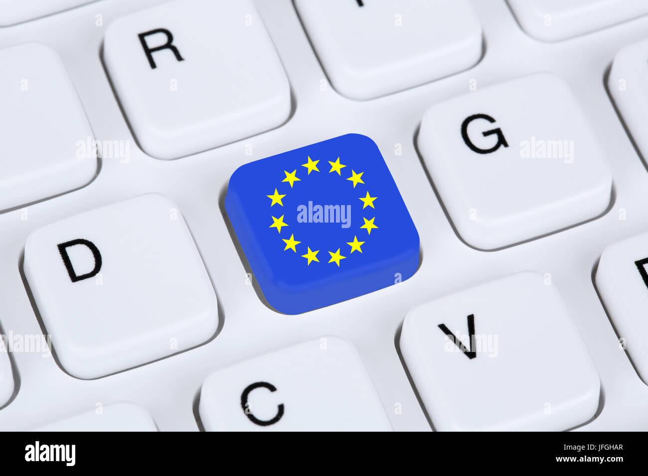 Flagge oder Fahne von Europa Europäische Union EU auf Internet Computer Tastatur Stock Photo