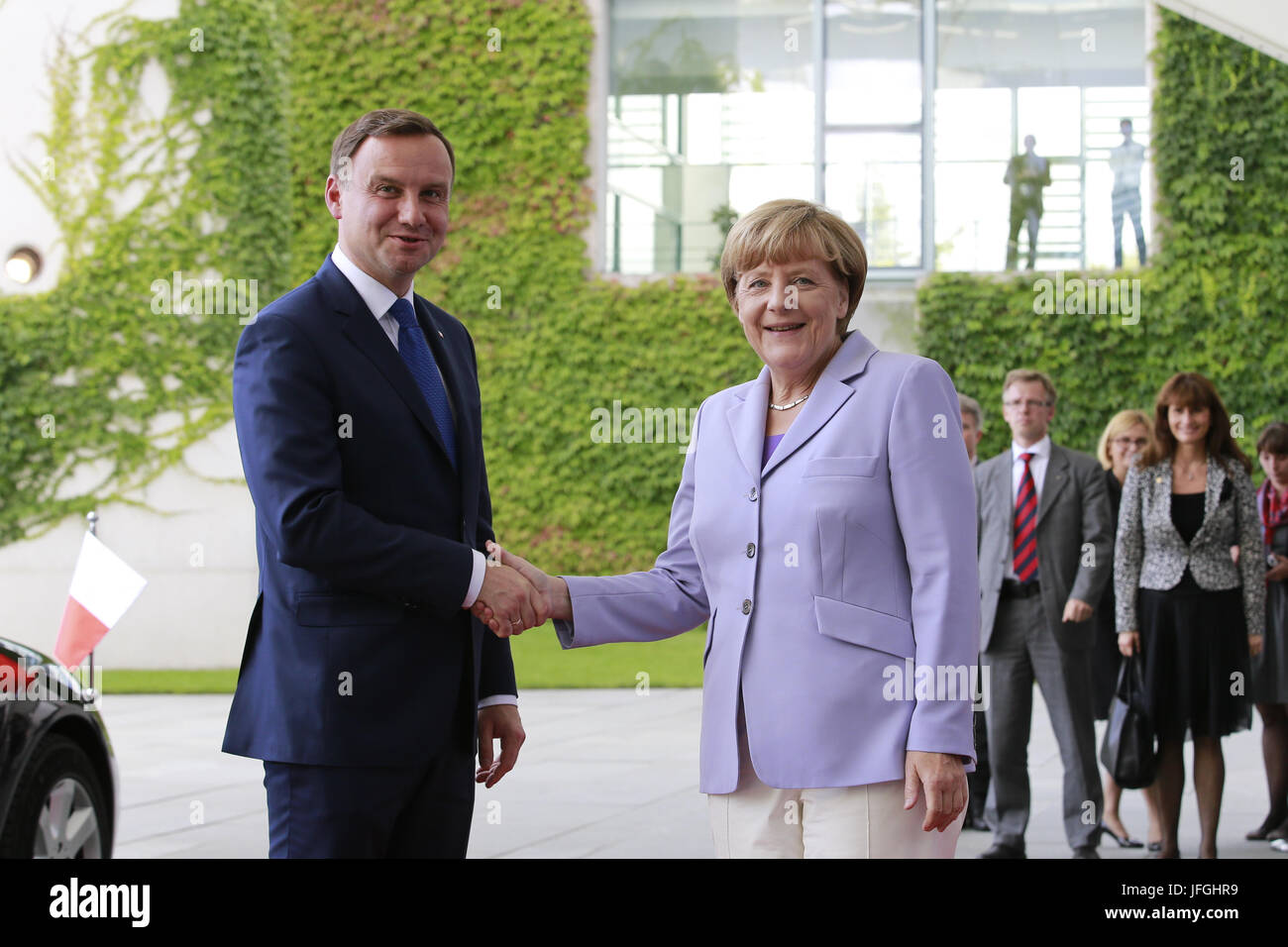 Merkel meets President Duda of Polen in Berlin Stock Photo