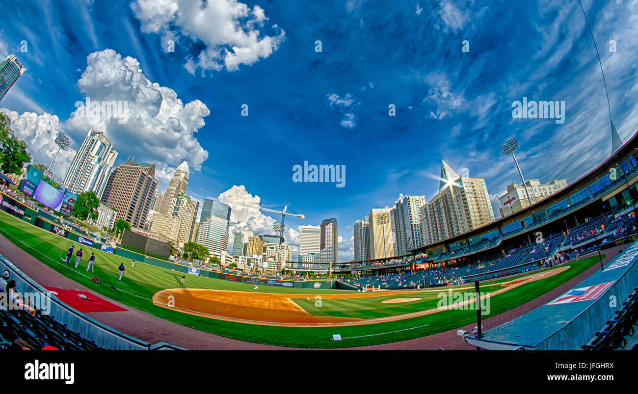 bbt baseball charlotte nc knights baseball stadium and city skyline