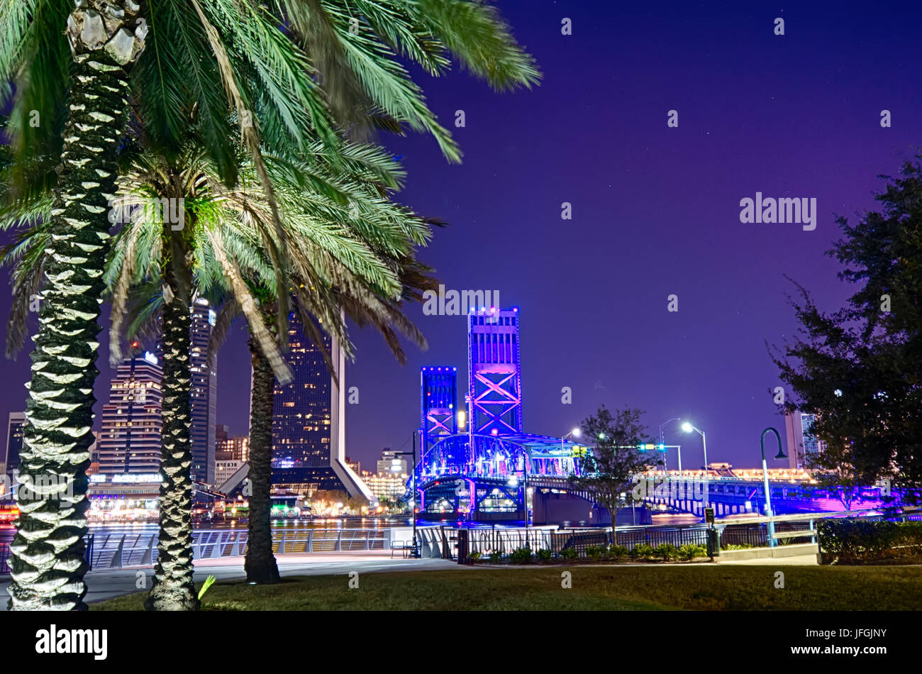 skyline and river coast scenes in Jacksonville Florida Stock Photo