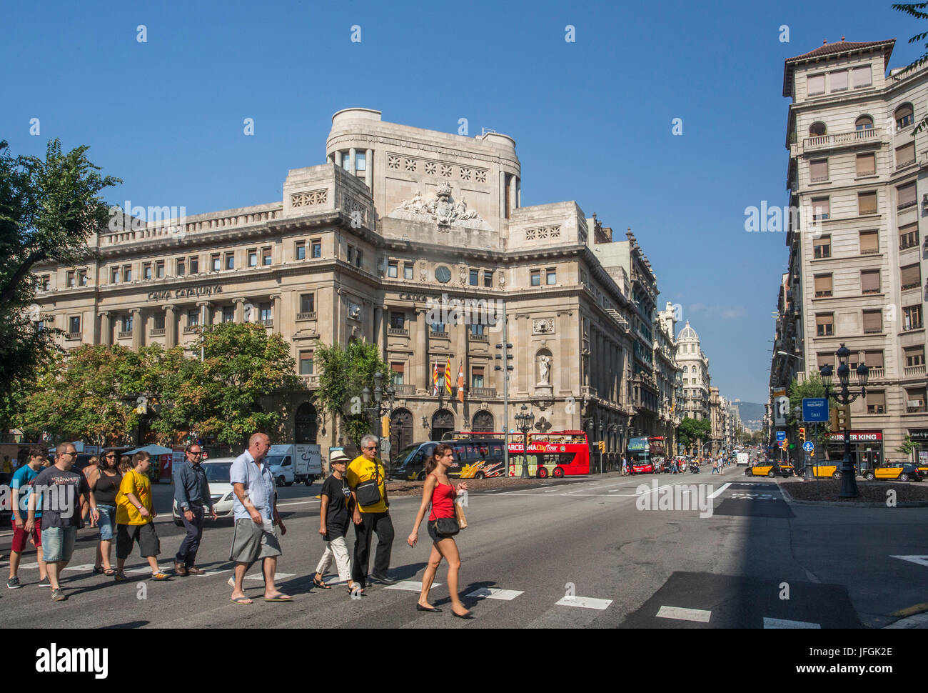 Spain, Barcelona City, Via Laietana Avenue Stock Photo