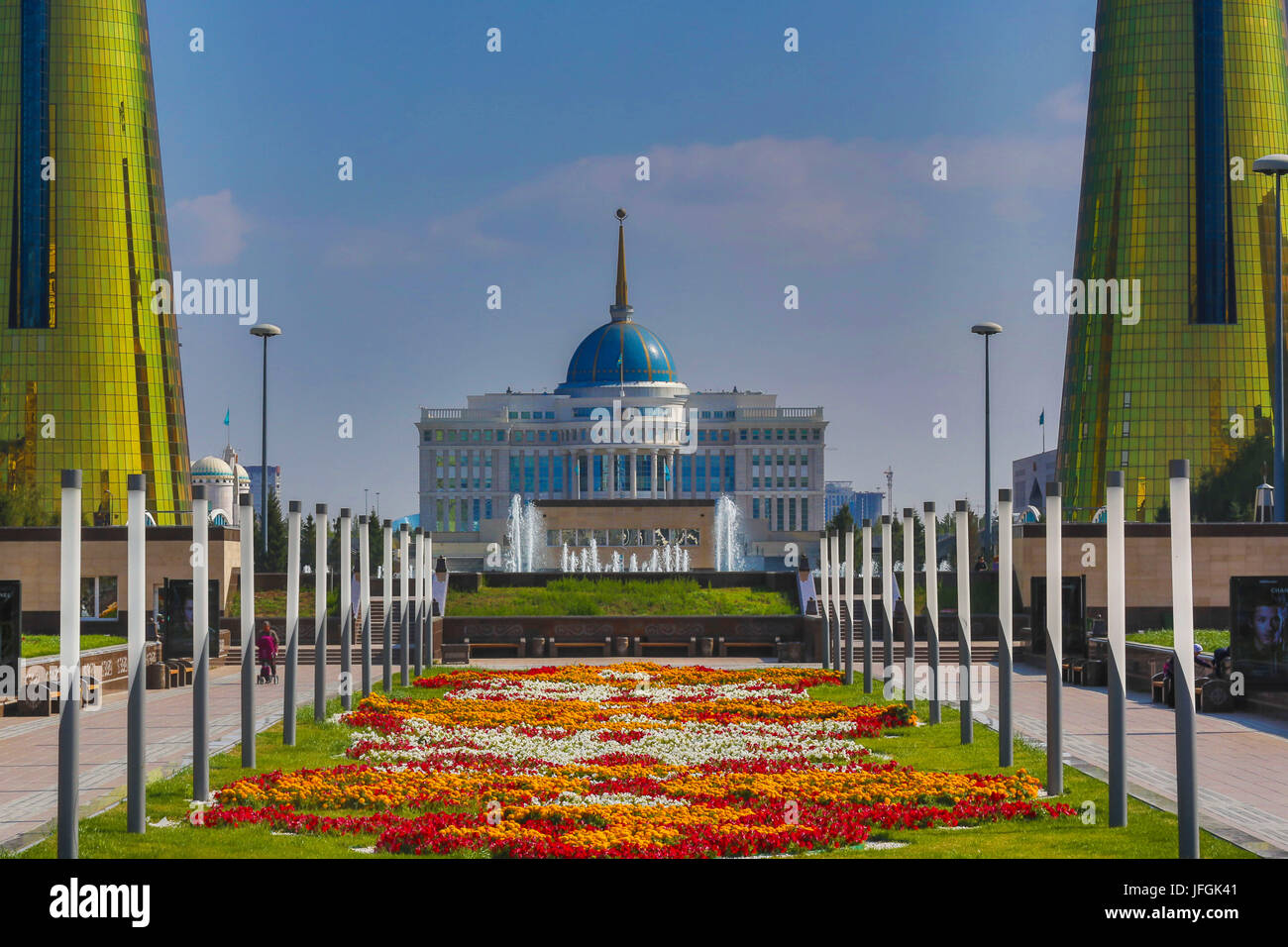 Kazakhstan, Astana City, New Administrative City, Nurzhol Avenue, President Palace Ak-Orda Stock Photo