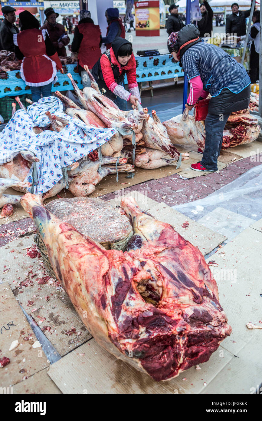 Kazakhstan, Astana City, Old City market, Horse meat Stock Photo