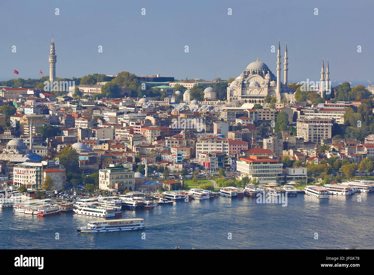 Turkey, Istanbul City Panotrama,the Golden Horn Stock Photo