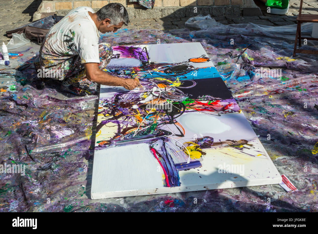 Turkey, Istanbul City, Ortakoy District, Street Artist Stock Photo