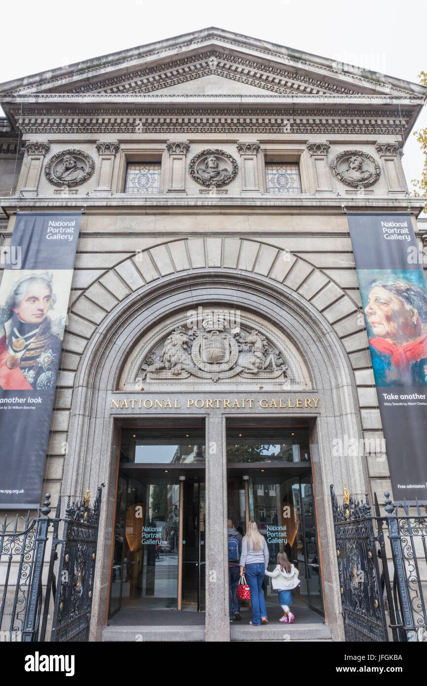 England, London, Trafalgar Square, National Portrait Gallery Entrance Stock Photo