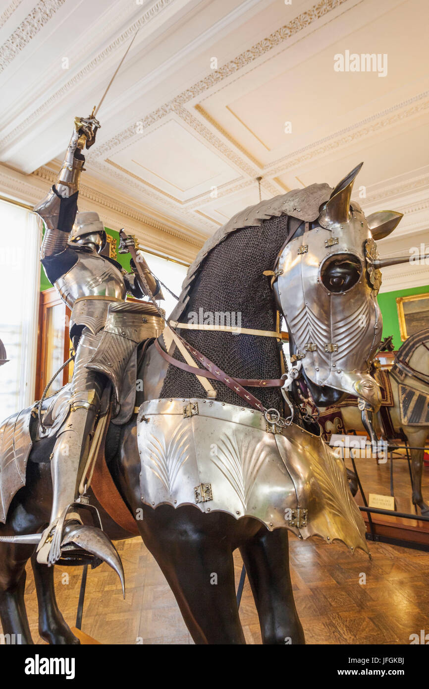 England, London, The Wallace Collection Museum, Display of Medieval Armour, Knight of Horseback Stock Photo