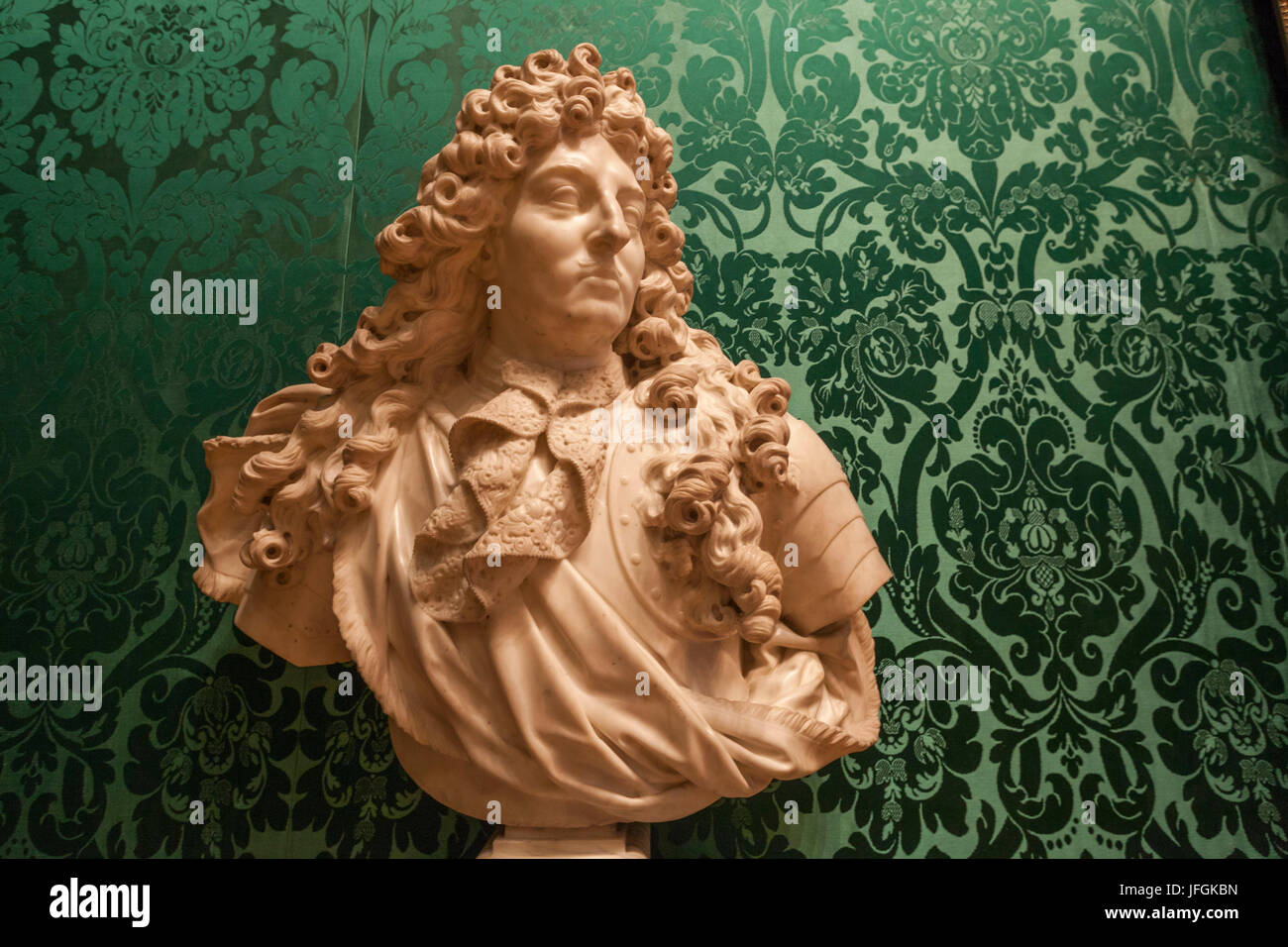 England, London, The Wallace Collection Museum, Marble Bust of Louis XIV, King of France Stock Photo