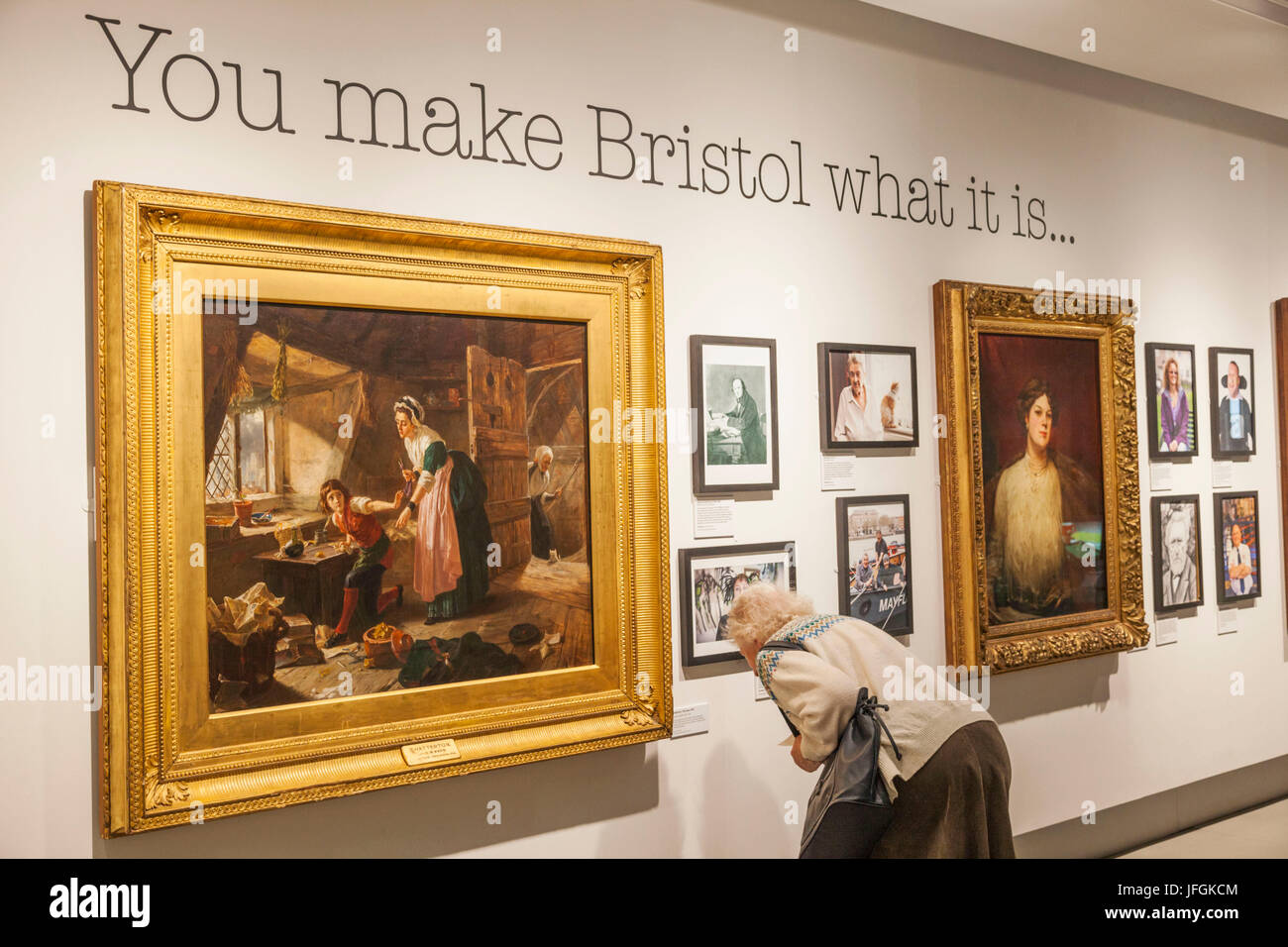England, Somerset, Bristol, Harbourside, M Shed Museum, Interior Exhibit of Artwork and Photographs Stock Photo