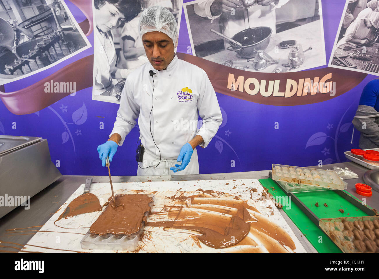 England, Birmingham, Bournville, Cadbury World, Chocolate Making Demonstration Stock Photo