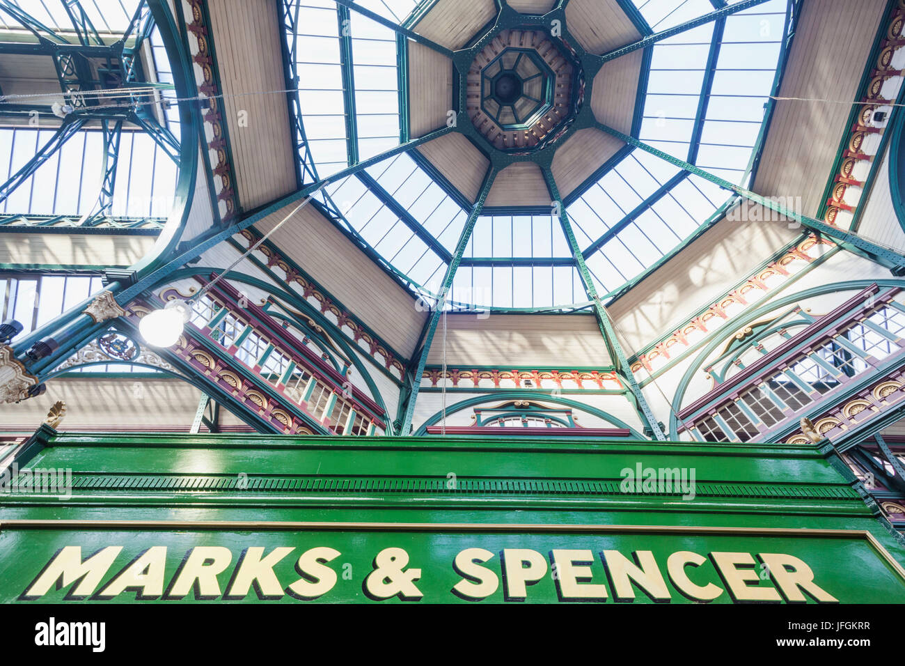 England, Yorkshire, Leeds, Leeds City Market aka Kirkgate Market, Sign of The Original Marks and Spencer Shop Stock Photo