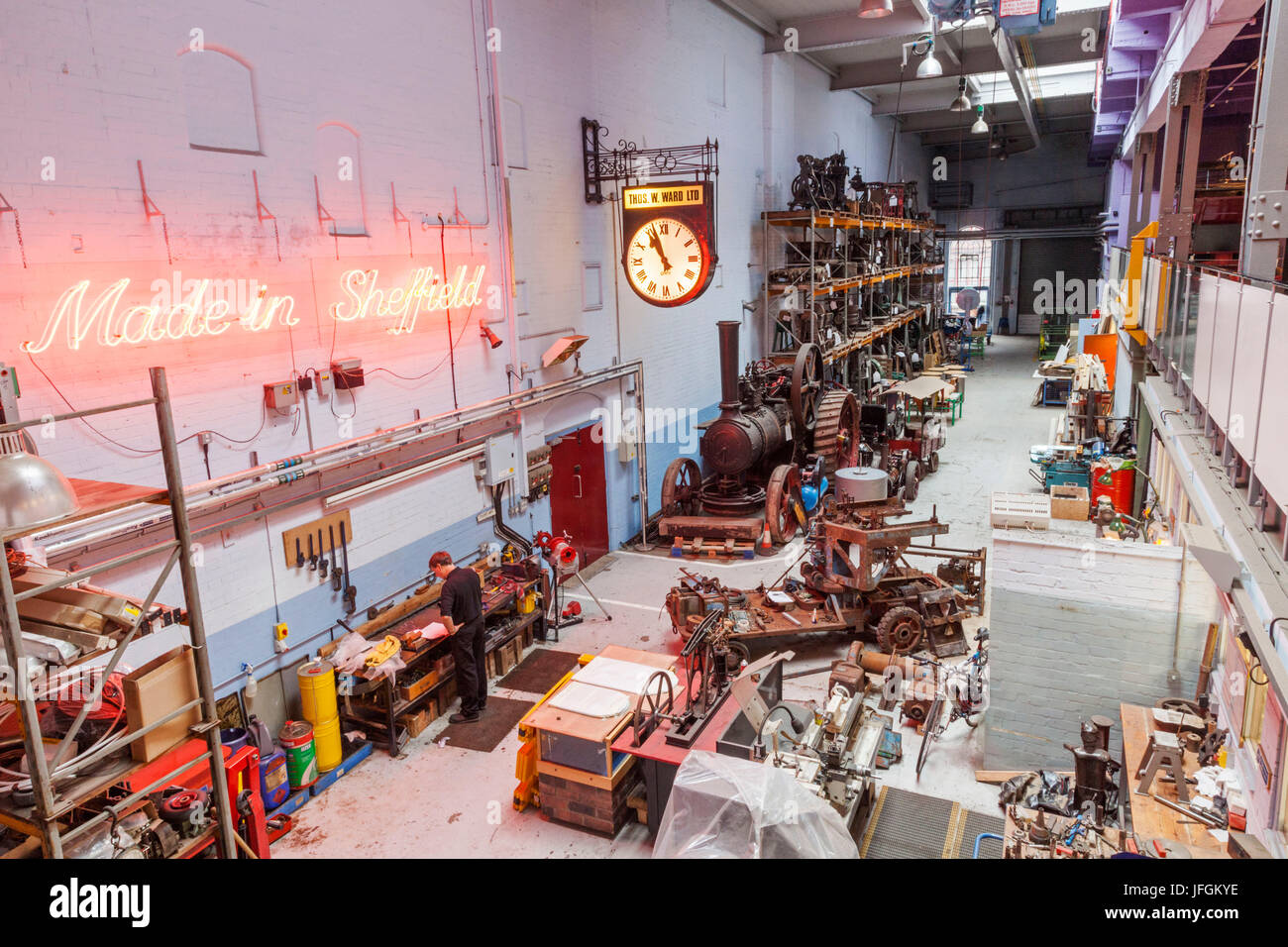 England, Yorkshire, Sheffield, Kelham Island Museum, View of the Industrial Workshop Stock Photo