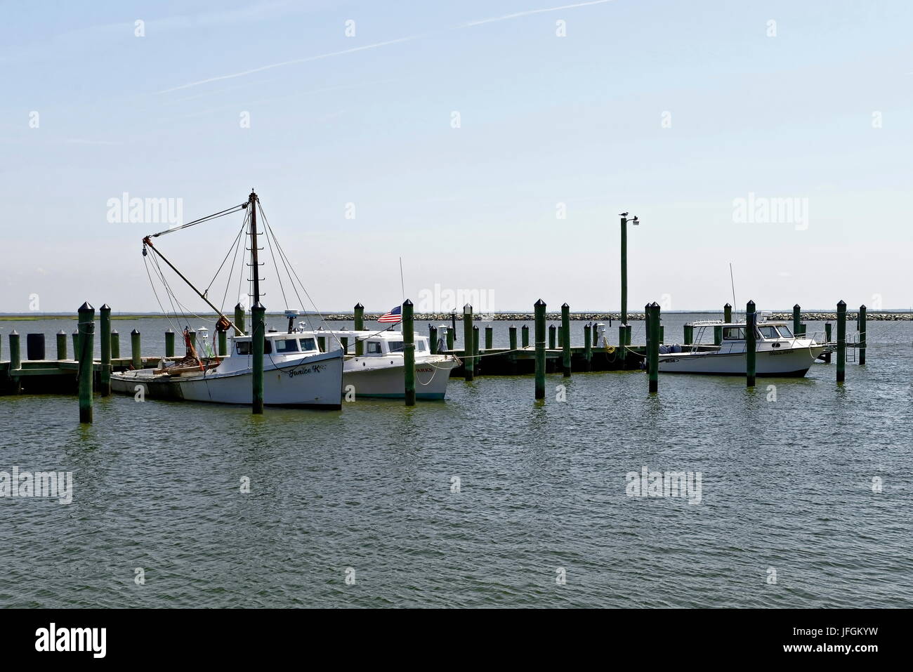 Chesapeake Bay fishing boats tied at dock Stock Photo Alamy
