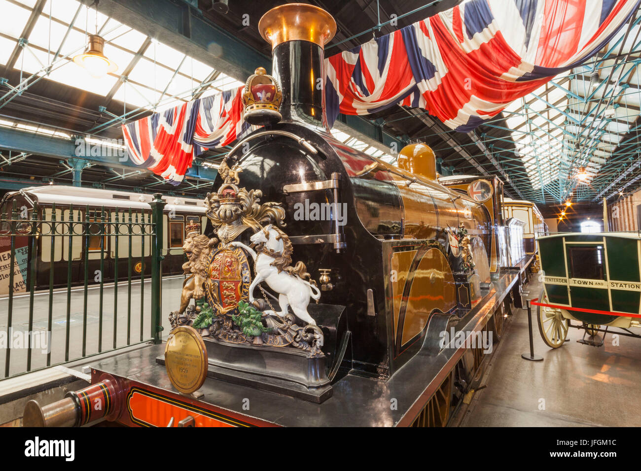 England, Yorkshire, York, National Railway Museum, Exhibit of Queen Victoria's Personal Train Stock Photo