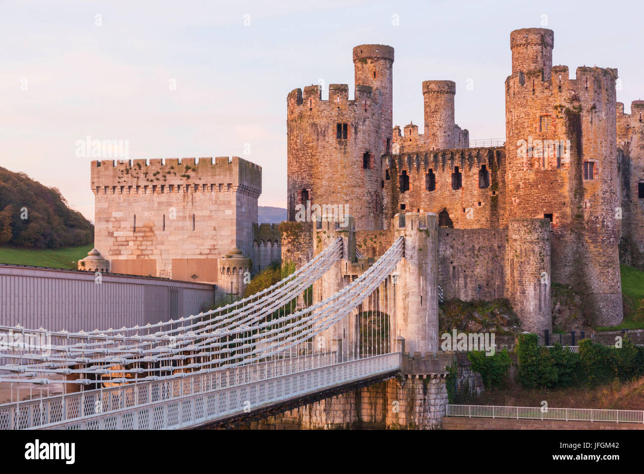 Wales, Conwy, Conwy Castle Stock Photo Alamy