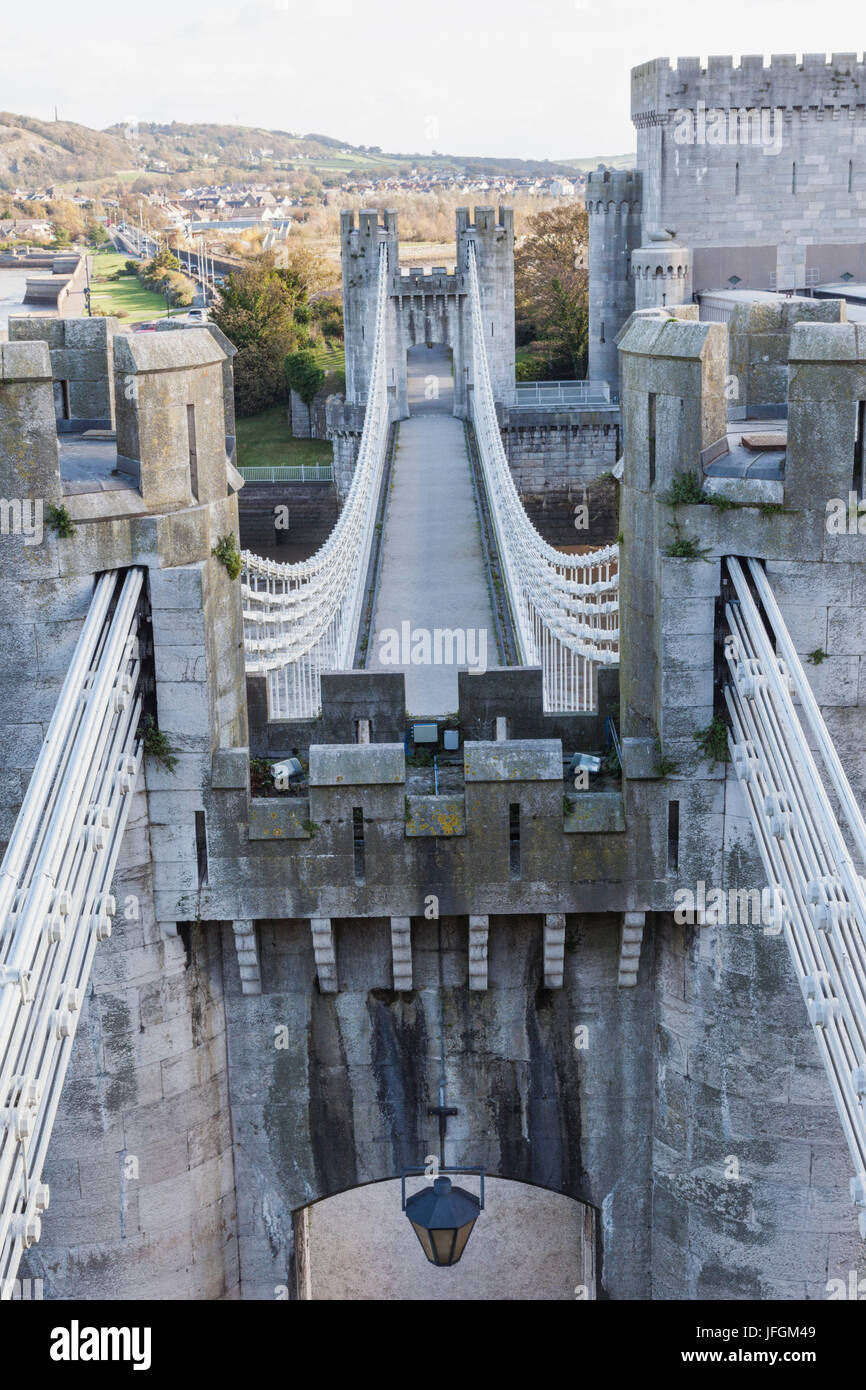 Wales, Conwy, Conwy Castle and Suspension Bridge Stock Photo Alamy