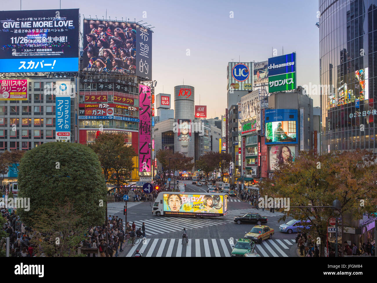 Japan, Tokyo City, Shibuya District, Hachiko Crossing, Stock Photo