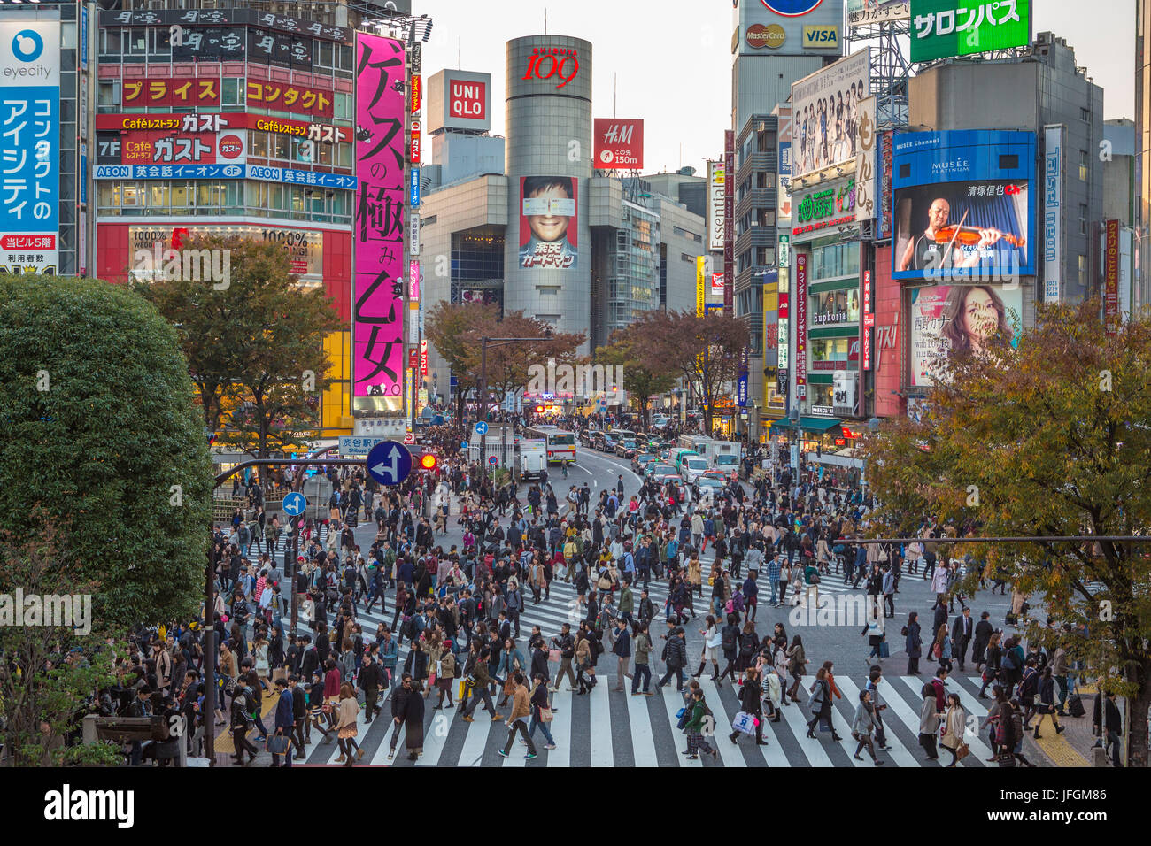 Japan, Tokyo City, Shibuya District, Hachiko Crossing, Stock Photo