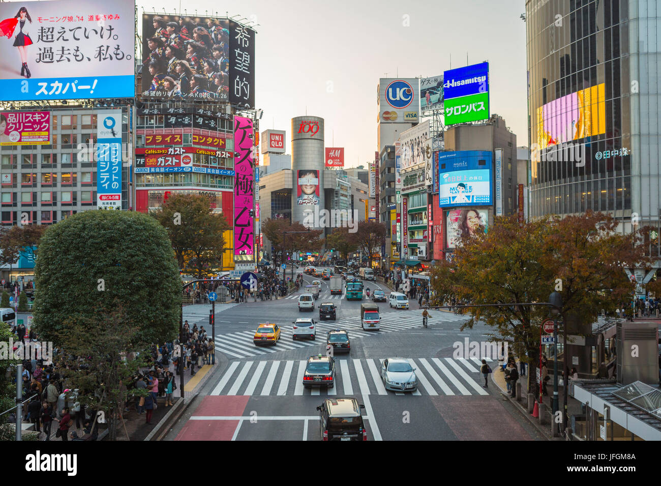 Japan, Tokyo City, Shibuya District, Hachiko Crossing, Stock Photo