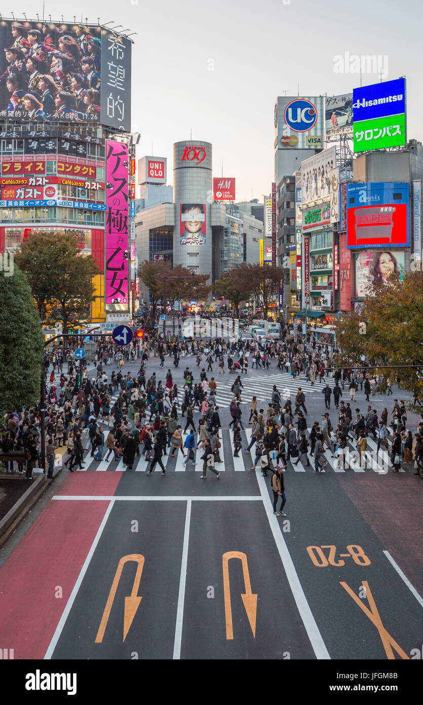 Japan, Tokyo City, Shibuya District, Hachiko Crossing, Stock Photo