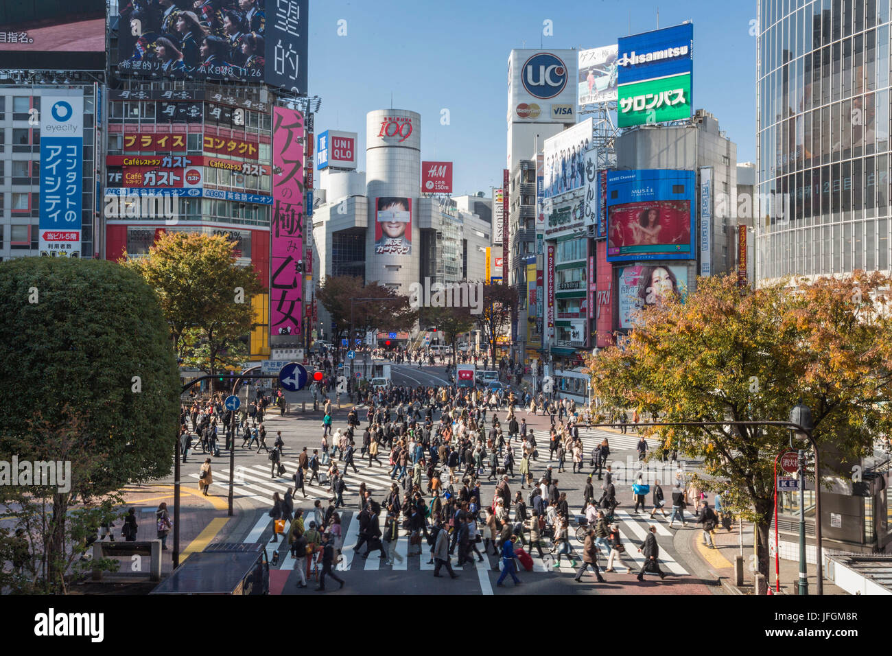 Japan, Tokyo City, Shibuya District, Hachiko Crossing Stock Photo