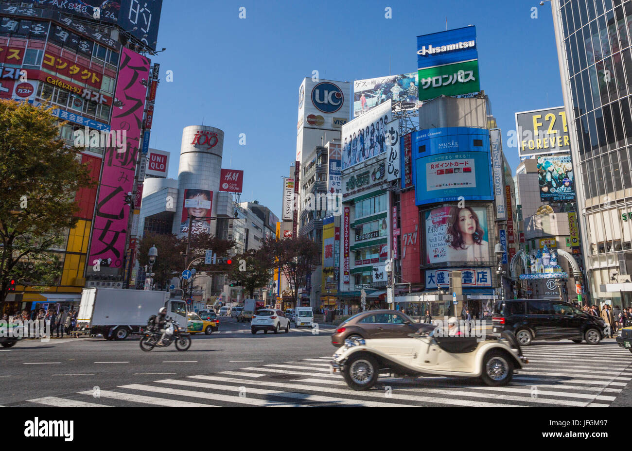 Japan, Tokyo City, Shibuya District, Hachiko Crossing Stock Photo