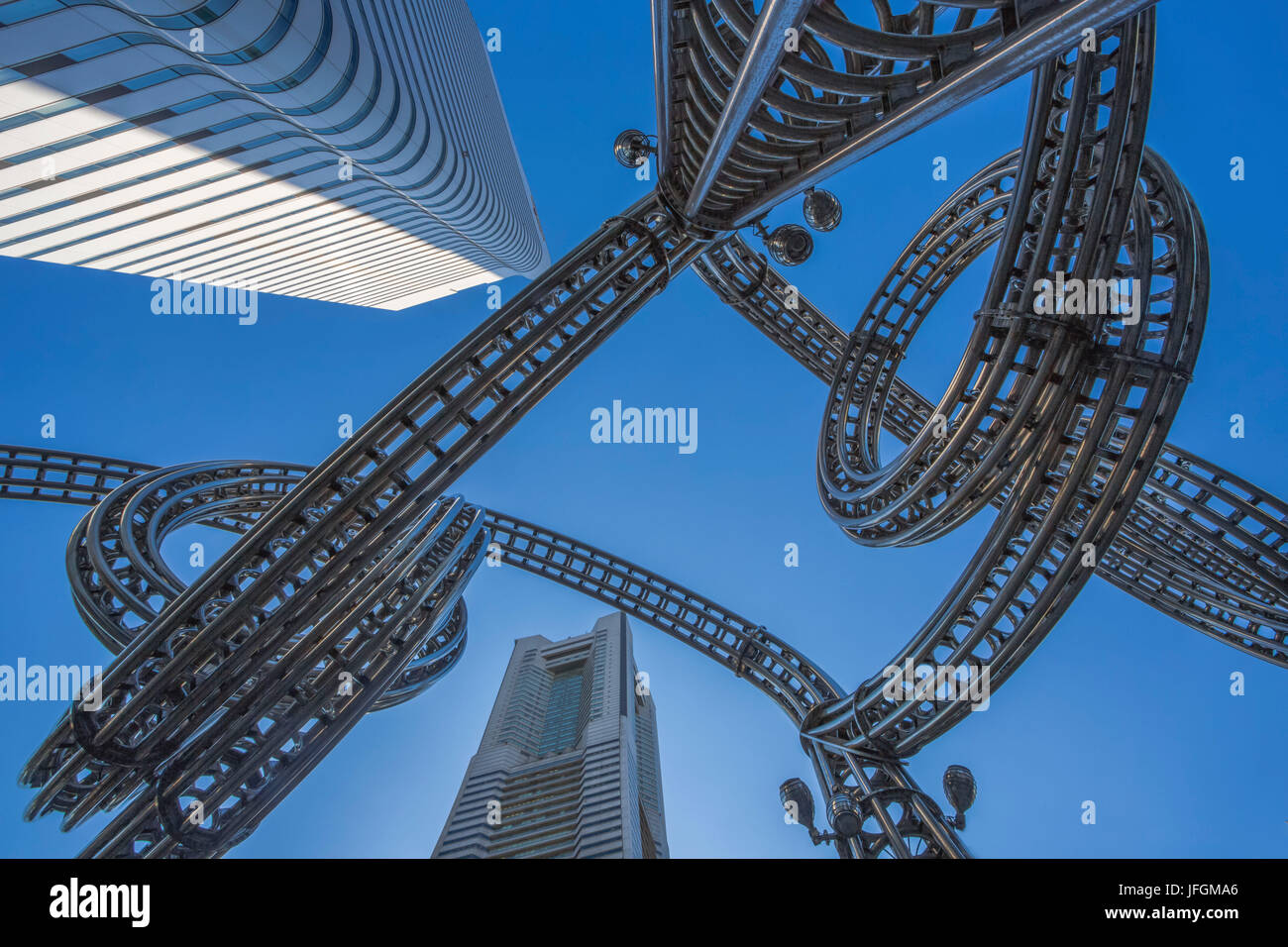 Japan, Yokohama City, Landmark Tower Complex, Steel Art Stock Photo Alamy