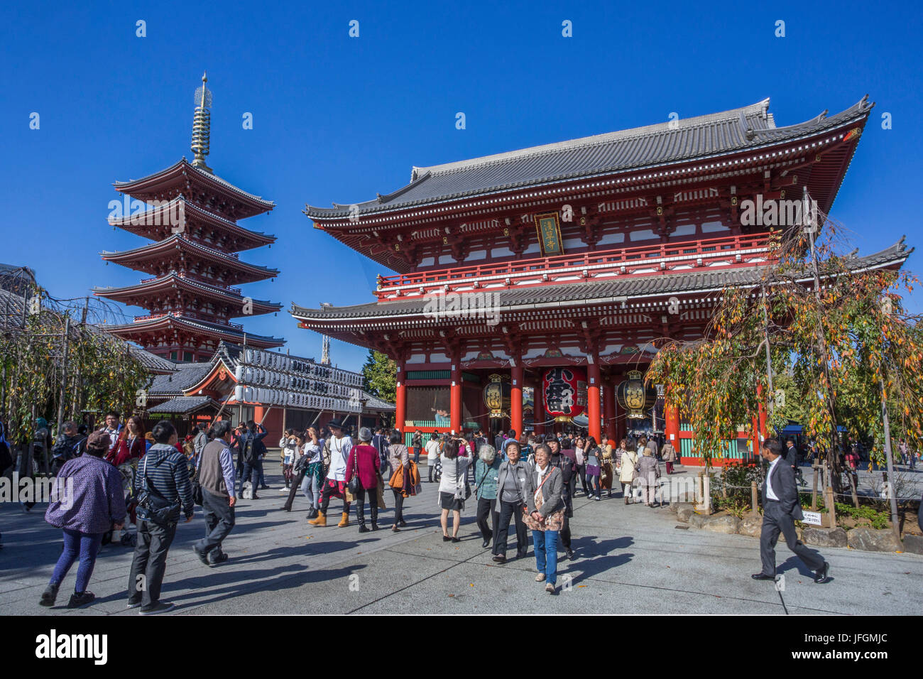 Japan, Tokyo City, Asakusa District, Senso-ji Temple, Senso-ji Pagoda Stock Photo