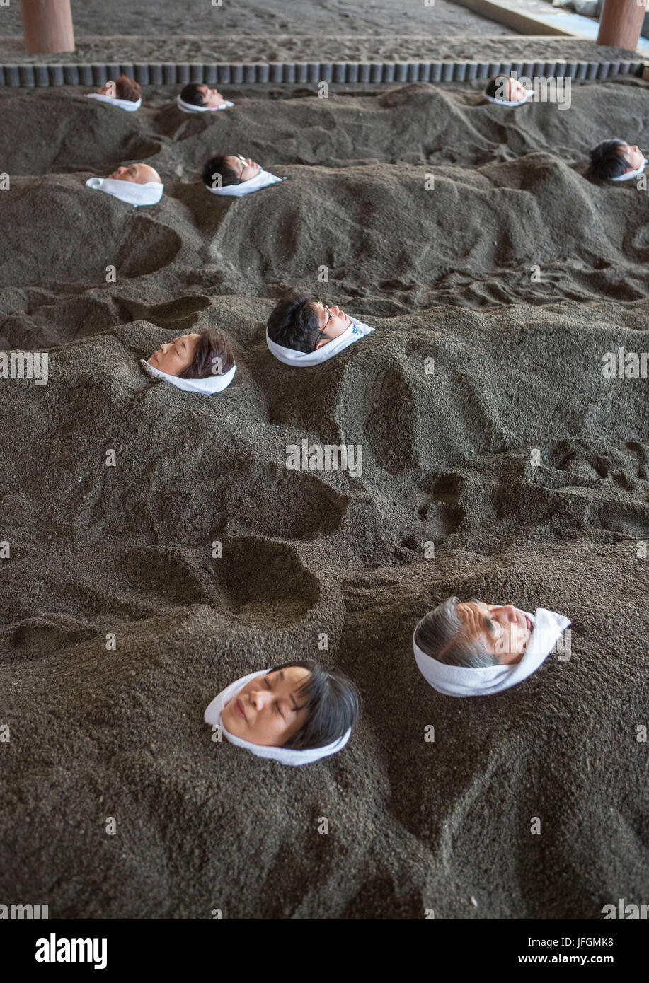 Japan, Kyushu Island, Ibusuki City, Thermal Sand Bath Stock Photo