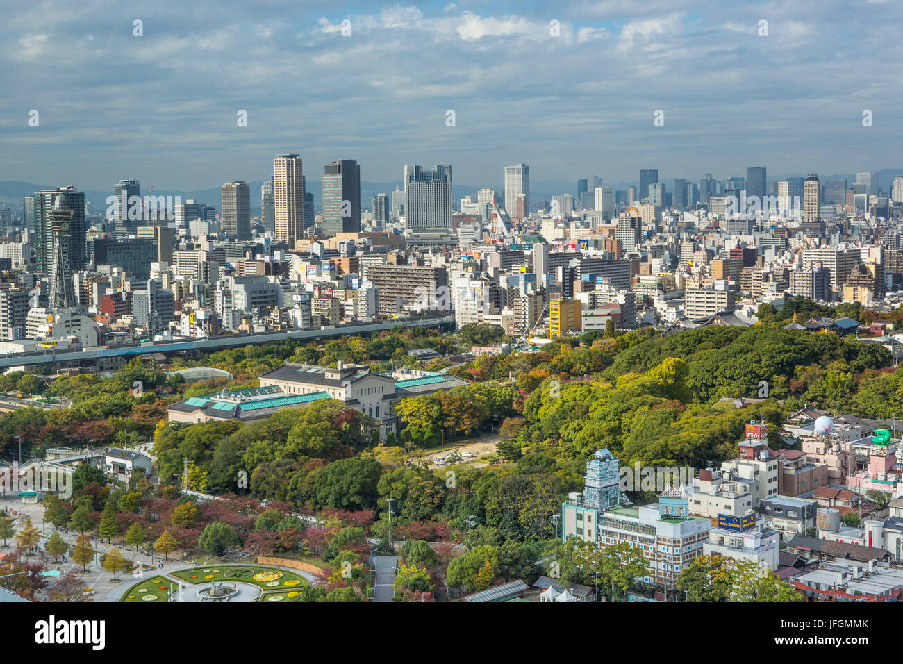 Japan, Kansai Osaka City, Tennoji Area, View from Abeno Cues bldg. Stock Photo
