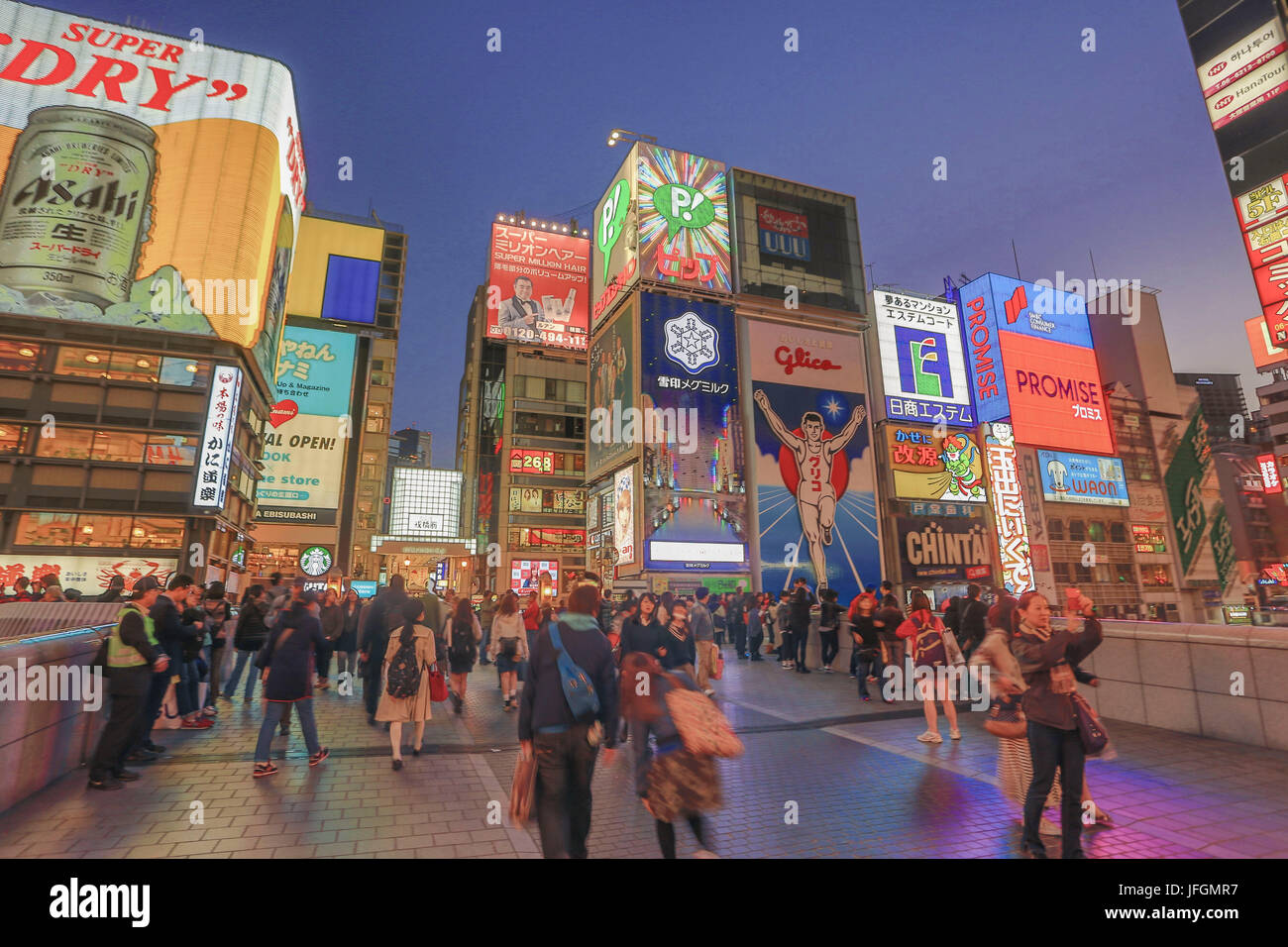Japan, Kansai, Osaka City, Near Namba Station, Dotombori entertainment district Stock Photo