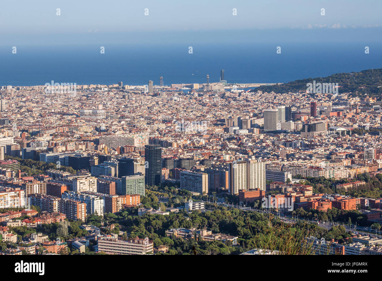 Spain, Catalunya, Barcelona City, Central Barcelona Skyline Stock Photo