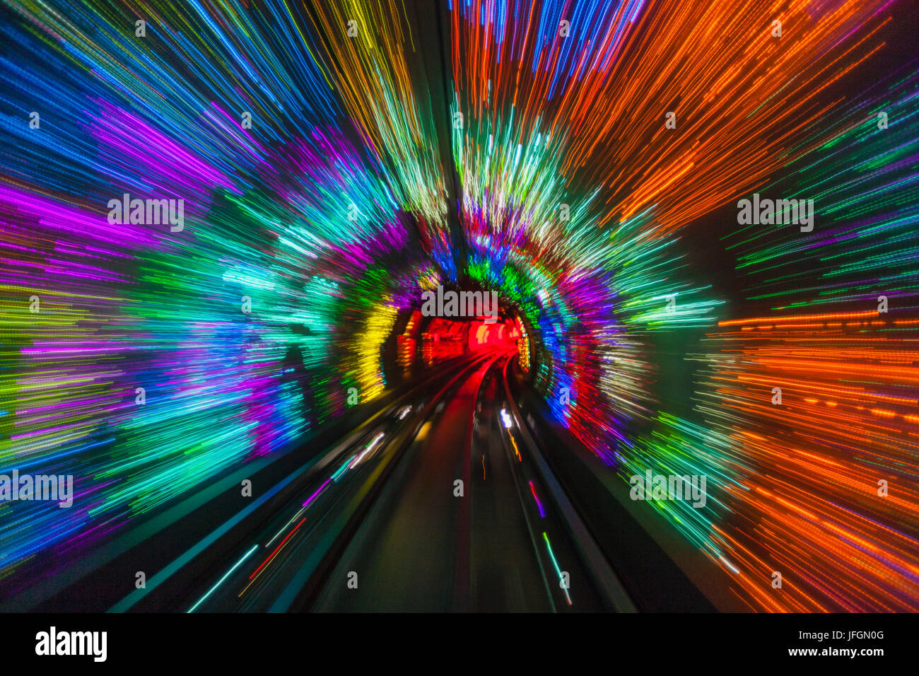 China, Shanghai, The Bund Sightseeing Tunnel, Light Show Stock Photo ...