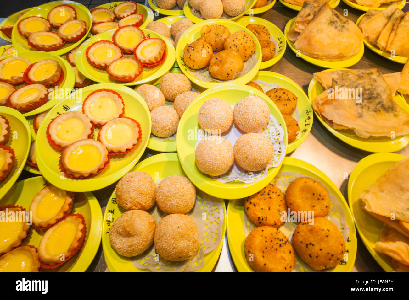 China, Shanghai, Yuyuan Garden, Restaurant Display of Desserts Stock Photo